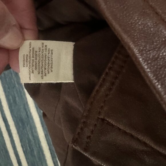 Anthropologie Leather Jacket Beautiful Brown Double Breasted Waist length XS - Picture 10 of 13